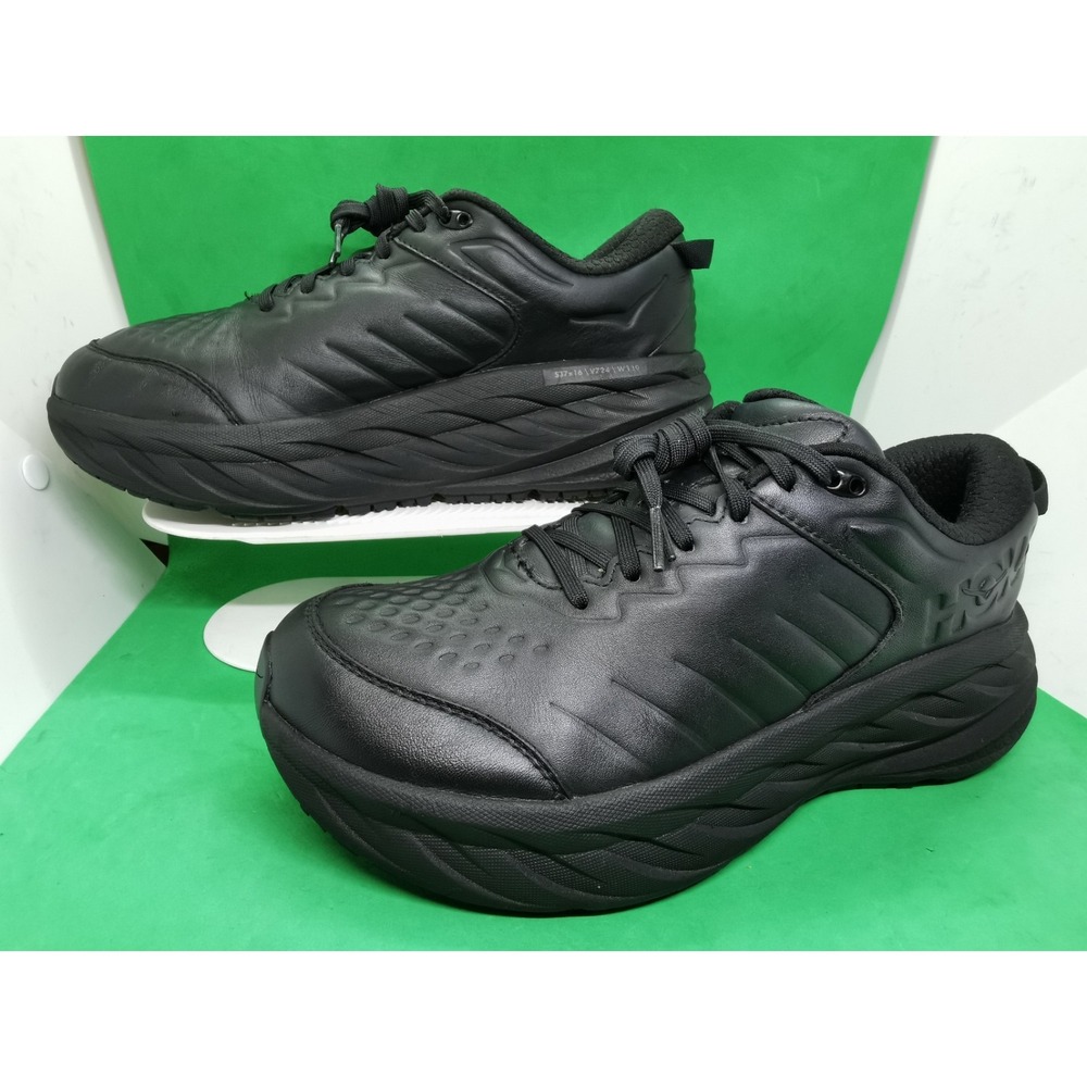 HOKA Bondi SR Slip Resistant Work Shoes Mens 9.5 Wide Black Leather 1129351 BBLC